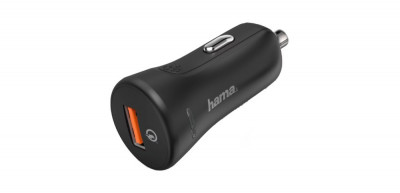 Adaptor incarcare auto USB Hama cu incarcare rapida, 3000 mA, 19.5 W, Negru foto