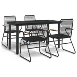 Set mobilier de gradina, 5 piese, negru, ratan PVC