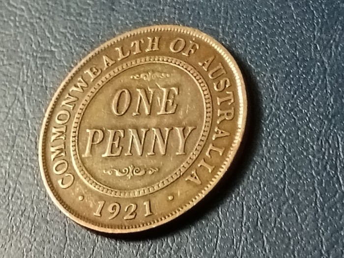 One 1 Penny 1921 Australia , stare EF- / EF [poze]. Discount conform descriere [10 - 20 %. Vezi descrierea.].