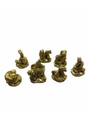 Statuieta set 8 dragoni aurii Feng Shui, din rășină 4 x 5,5 cm