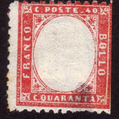 Italy 1862 Definitives, King Viktor Emanuel II, 40c carmine, Mi.11, MH AM.217