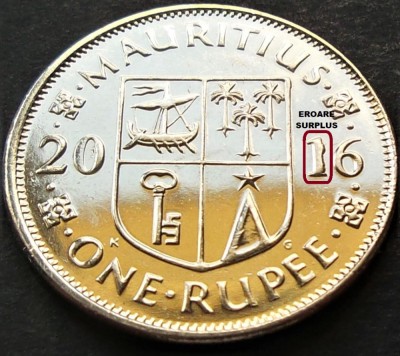 Moneda exotica 1 RUPIE - MAURITIUS, anul 2016 *cod 4868 - EROARE SCURGERE A.UNC foto