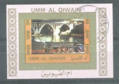 Umm al Qiwain 1973 Trains, imperf. mini sheet x 31, used T.203