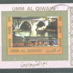 Umm al Qiwain 1973 Trains, imperf. mini sheet x 31, used T.203