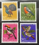 Seria Completă Elveția 1968 - Pro Juventute, Păsări de Pădure, 4v, MNH -A150