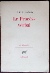 J.M.G. LE CLEZIO: LE PROCES-VERBAL (GALLIMARD, 1963) [LB. FRA/EDITION ORIGINALE]