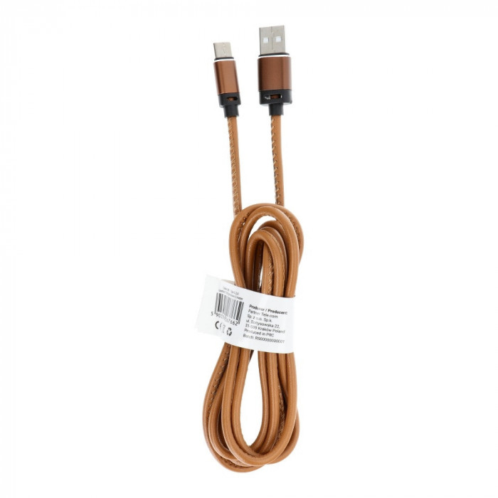 Cablu Date &amp; Incarcare Piele Tip C 3.0 (Maro) C183 2m