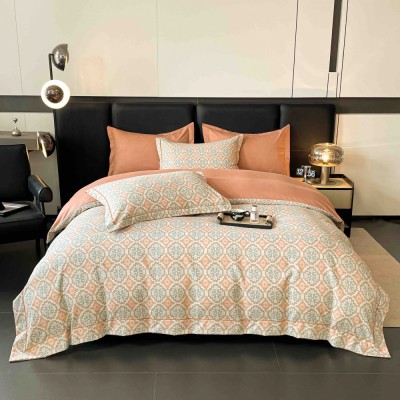 Lenjerie de lux pentru pat dublu,bumbac finet,6 piese,cearceaf cu elastic,multicolora,model oriental-A1003 foto