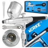 Pistol de vopsit, aerograf cu reglaj dublu, duza 0.33mm, rezervor 7 ml, Verke