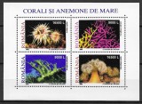 Rom&acirc;nia 2002 - Corali si anemone de mare, bloc de 4 marci, MNH, LP 1577a, Nestampilat