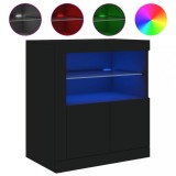 Cumpara ieftin Servanta cu lumini LED, negru, 60,5x37x67 cm