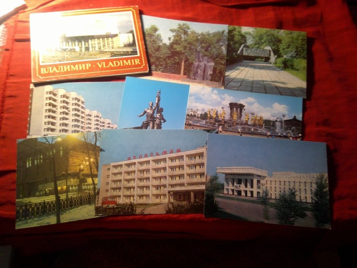 Carnet cu 9 Ilustrate orasul Vladimir URSS 1986