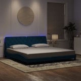 VidaXL Cadru de pat cu lumini LED, albastru, 200x200 cm, catifea