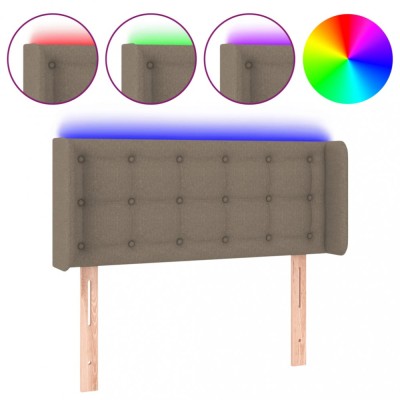 Tablie de pat cu LED, gri taupe, 83x16x78/88 cm, textil foto