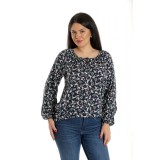 Bluza Dama, tip IE, Bleumarin cu imprimeu Floral - M