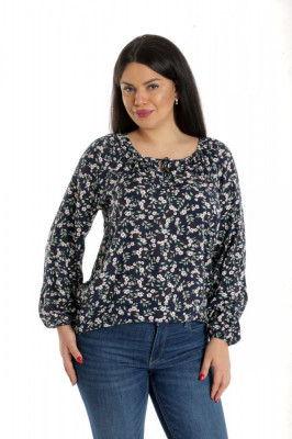 Bluza Dama, tip IE, Bleumarin cu imprimeu Floral - XL foto