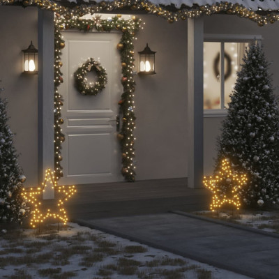 vidaXL Decorațiune stea cu lumini de Crăciun cu țăruși, 80 LED, 60 cm foto