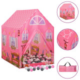 VidaXL Cort de joacă pentru copii cu 250 bile, roz, 69x94x104 cm