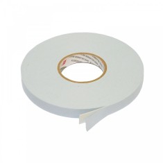 Banda dublu adeziva buretata, alba, 1140 microni, aplicatii interior sau exterior - 25 m, 25 mm
