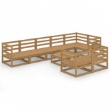 VidaXL Set mobilier de grădină, 9 piese, maro miere, lemn masiv de pin