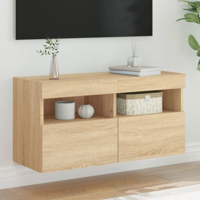 vidaXL Comodă TV de perete cu lumini LED, stejar sonoma, 80x30x40 cm 837201 foto