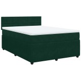 Cumpara ieftin Pat box spring cu saltea, verde inchis, 140x200 cm, catifea