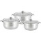 Set de Oale din Otel Inoxidabil cu Capac din Sticla, 5,5 / 7 / 8,5 Litri Handy KitchenServ
