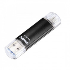 Memorie USB Hama Laeta Twin 64GB USB 3.0 Black foto