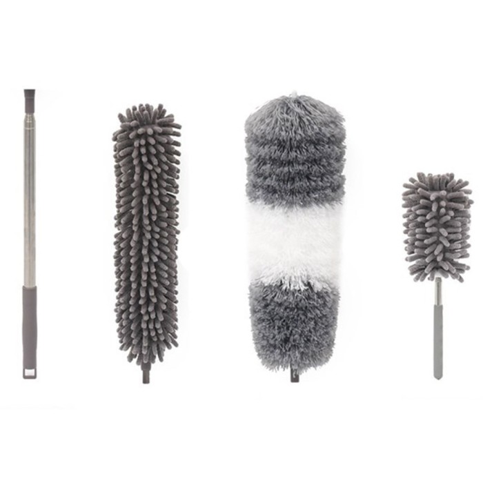 Mop din Microfibra pentru Curatenie, Set 3 Capete Detasabil, Mop din Microfibra, Pamatuf pentru Praf, Maner Extensibil
