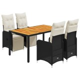 Cumpara ieftin Set bistro de gradina cu perne, 5 piese, negru, poliratan