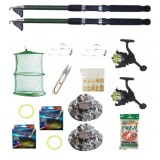 Set 2 lansete Ultra Carp 2.4m, doua mulinete BH200, gute, palarii, monturi, pufuleti si accesorii