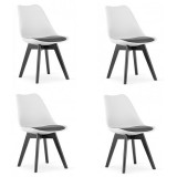 Set 4 scaune bucatarie/living, Artool, Mark, PP, lemn, alb si negru, perna neagra, 49x43x82 cm GartenVIP DiyLine