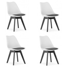 Set 4 scaune bucatarie/living, Artool, Mark, PP, lemn, alb si negru, perna neagra, 49x43x82 cm foto