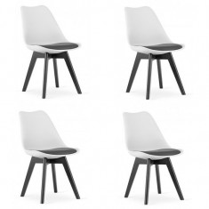 Set 4 scaune bucatarie/living, Artool, Mark, PP, lemn, alb si negru, perna neagra, 49x43x82 cm GartenVIP DiyLine
