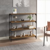vidaXL Raft de cărți stejar fumuriu 100x33x100 cm lemn prelucrat/ oțel