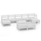 Cumpara ieftin Set mobilier de gradina, 10 piese, alb, lemn masiv de pin