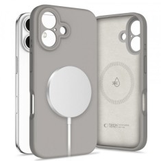Husa MagSafe pentru Apple iPhone 16, Tech-Protect, Liquid Silicone, Gri foto