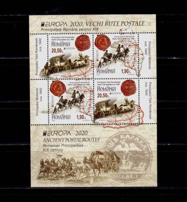 RO 2020 LP 2280b &amp;quot;Europa - Vechi rute postale&amp;quot; , colita 831 II , MNH foto