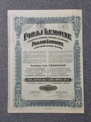 Actiune la purtator din 1926 de la soc. de petrol LEMOINE , titlu , actiuni foto