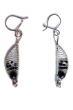 B251. Cercei Miro cu contraste de Spinel negru, fir metalic Argint, 4 cm, Arta, RavariuArt