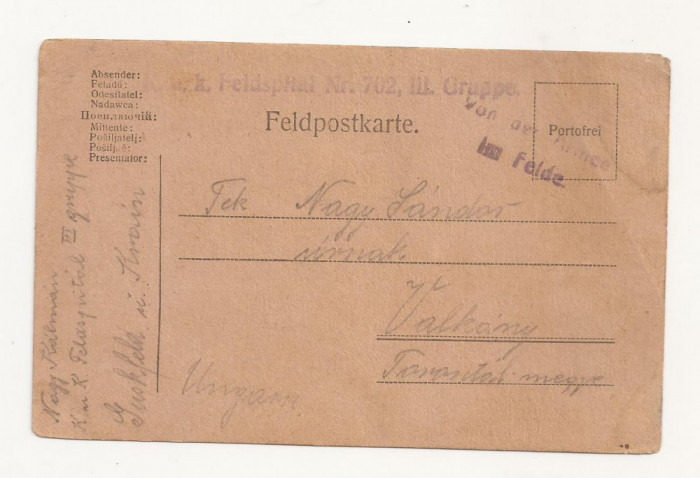 D2 Carte Postala Militara k.u.k. Imperiul Austro-Ungar, 1917, Regiunea Torontal
