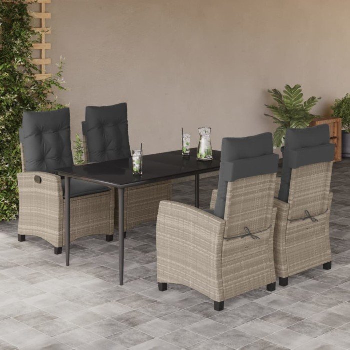 vidaXL Set mobilier de grădină cu perne, 5 piese gri deschis poliratan 3212846