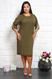 Cumpara ieftin Rochie cu Ciucuri Olive - 48Marimea