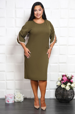 Rochie cu Ciucuri Olive - 52Marimea foto