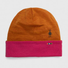 Smartwool beanie cu doua fete Thermal Merino Reversible culoarea portocaliu, de lana, din tesatura neteda