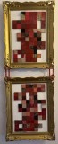 Unicat, compozitie decorativa unica, lucrare de artist, formata din bucati de piele intr-o dispunere artistica