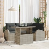 Set de canapea pentru grădină vidaXL 5 piese cu perne gri deschis din ratan
