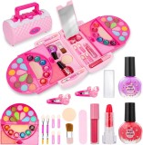Trusa de machiaj pentru copii WePro Store, farduri, rujuri, solubile in apa, non-toxice, Roz