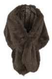 Fular din blana ecologică de lux tip sal, maro, 33x165 cm