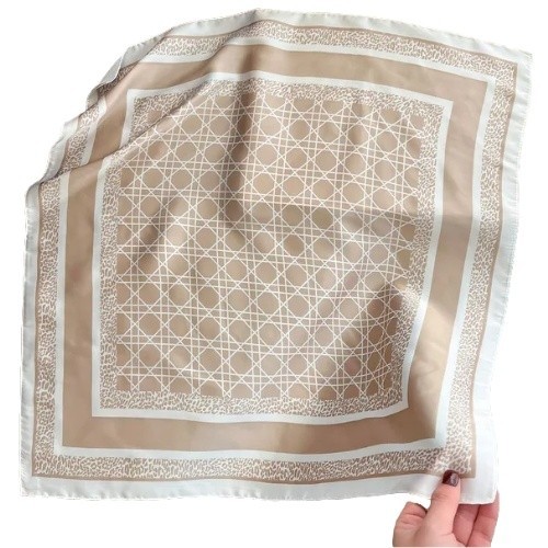 Esarfa din satin Abstract Bej